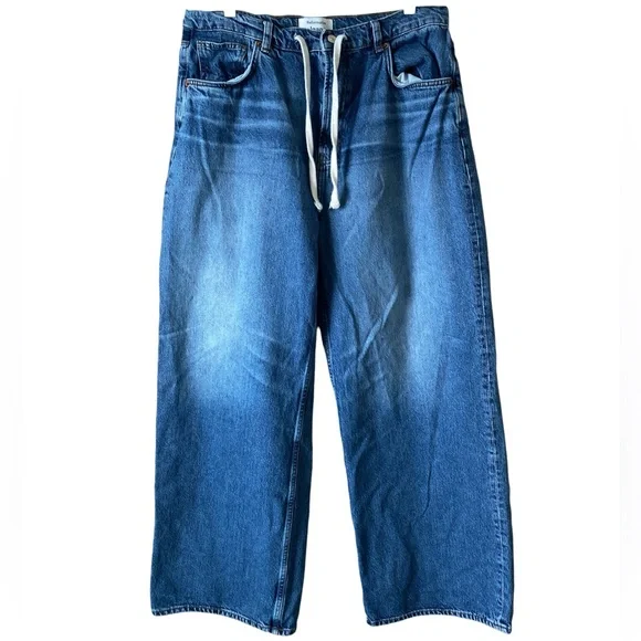 REFORMATION Cary Drawstring Waist Slouchy Wide Leg Denim Jeans Women's Size 32